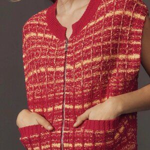 Anthropologie Maeve Tweed Zippered Sweater Vest S